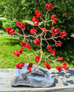 Red Coral Gemstone Tree