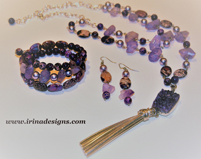 Amethyst Dream necklace, bracelet and earrings