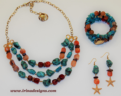 Aqua Terra Dream necklace, bracelet and earrings