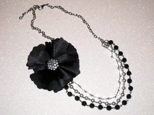 Black & Silver Flower Necklace