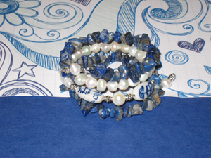 Blue & White Floral Ceramic Bracelet