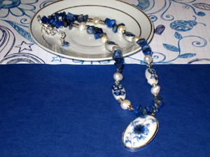 Blue & White Floral Necklace