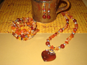 Carnelian Heart Jewellery Set