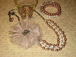 Champagne Flower Necklace, Bracelet and Earrings