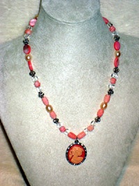 Coral Cameo Necklace