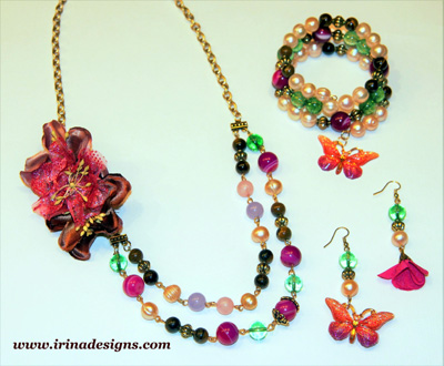 Fuchsia Garden jewellery set