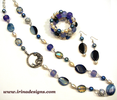 Mermaid Tale necklace, bracelet and earrings