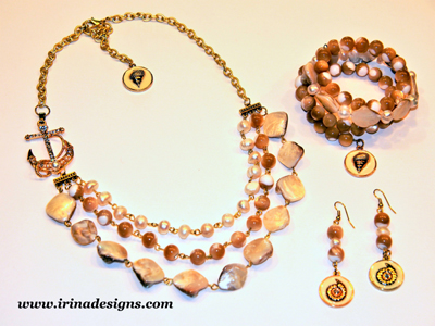 Pearl Cruise necklace, bracelet and earrings