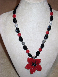 Red & Black Flower Necklace