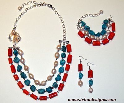 Riviera Trio necklace, bracelet and earrings