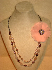 Rose Quartz Flower Necklace