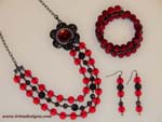 Ruby Flower jewellery set