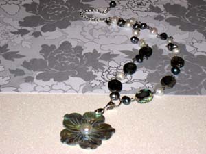 Silver Pearl Flower Necklace