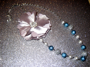 Teal & Silver Flower Necklace