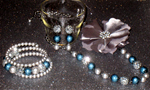 Teal & Silver Flower Jewellery Set