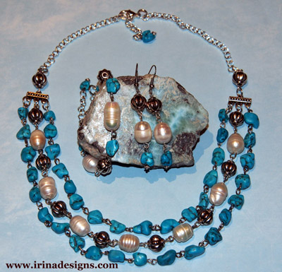 Turquoise Pearl Dream jewellery set