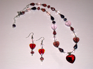 Valentine Heart Necklace and Earrings