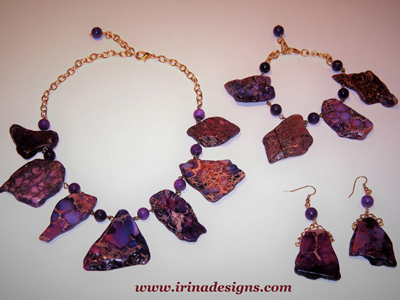Violet Muse necklace, bracelet and earrings