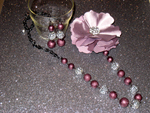 Violets & Rhinestones Necklace & Earrings