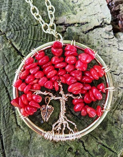Coral tree of life pendant
