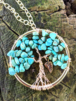 Turquoise Howlite Tree of Life pendant
