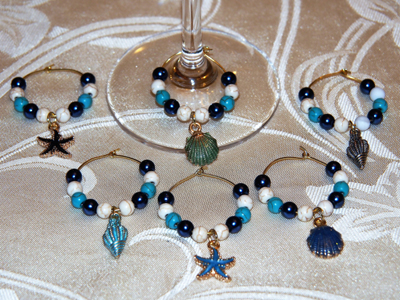 Turquoise & Blue Wineglass Charms