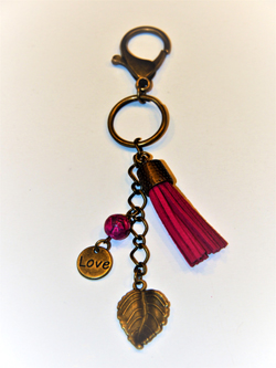 Fuscia Tassel Keychain