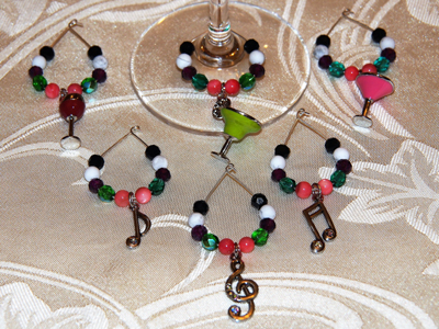 Music & Martini Wineglass Charms