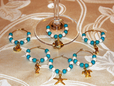 Turquoise Ocean Wineglass Charms